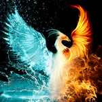 Elemental phoenix fire and water cross stitch kit for beginners
