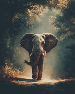 Elephant on forest path paint by numbers kit for beginners