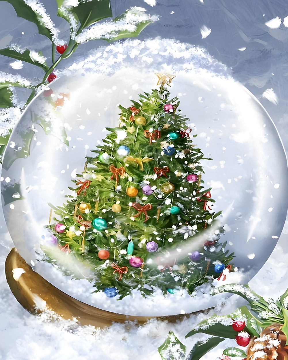 Enchanted christmas tree snow globe cross stitch kit for beginners
