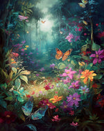 Enchanted floral forest and butterflies cross stitch kit for beginners