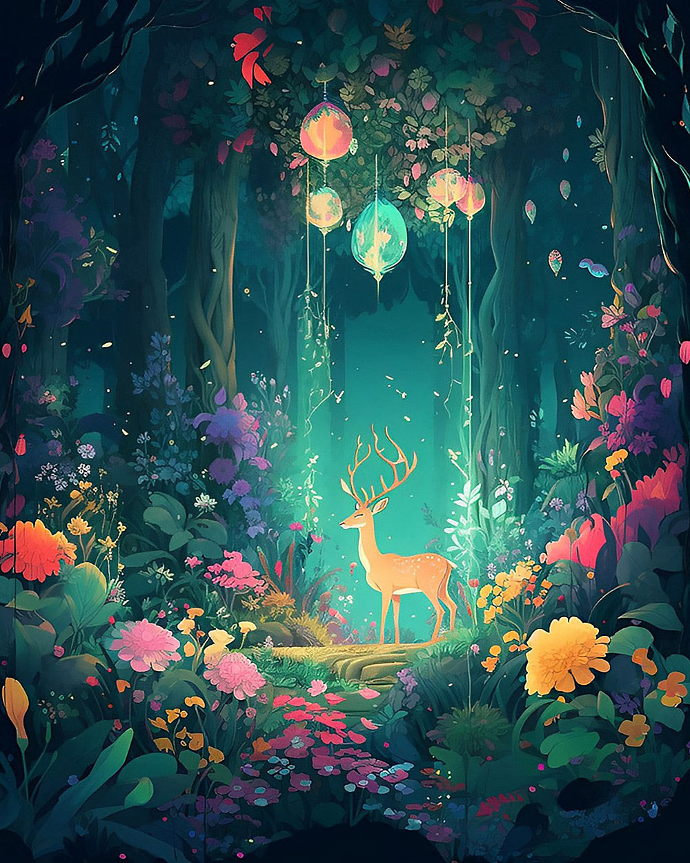 Enchanted forest deer cross stitch kit for beginners