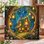 Enchanted forest fairy house pearl diamond painting kit for beginners