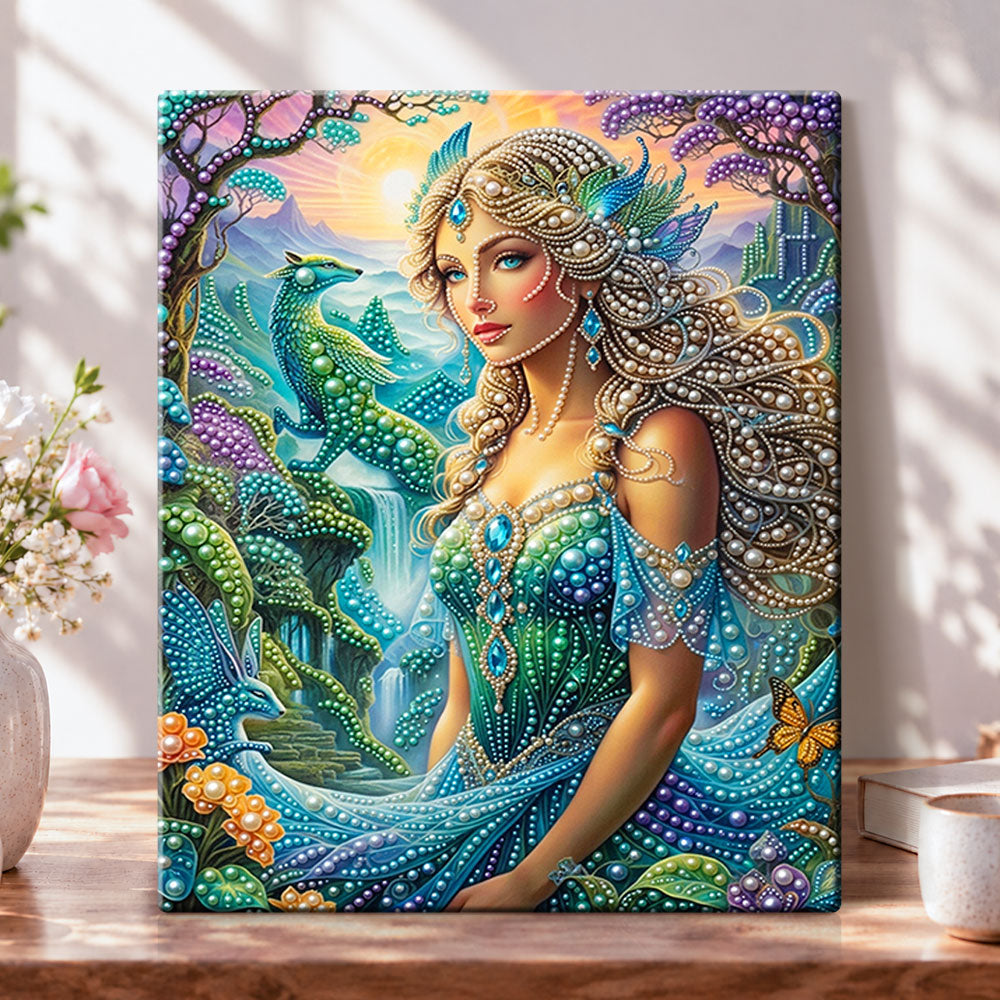 Enchanted forest goddess pearl diamond painting kit for beginners