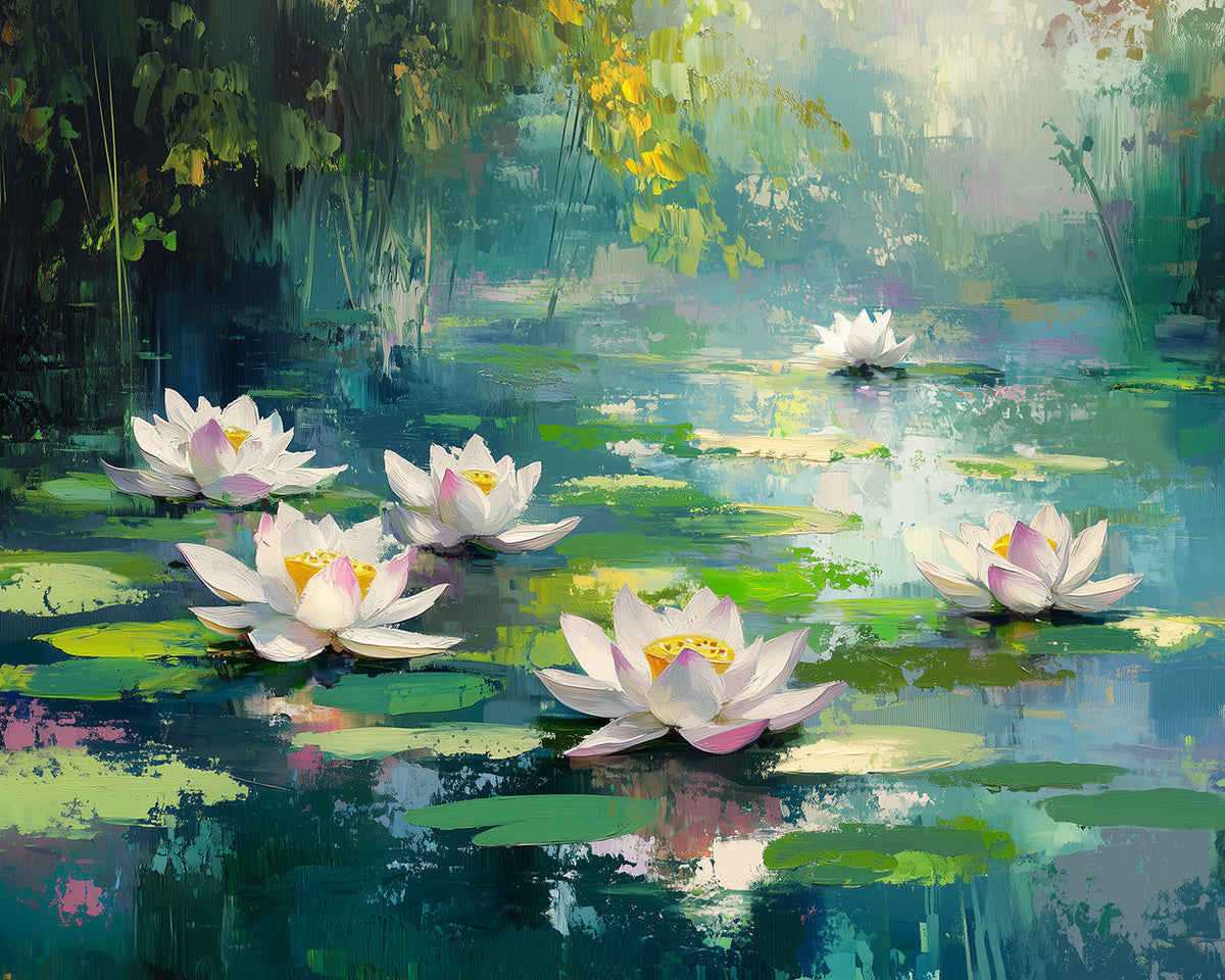 Enchanted water lily pond paint by numbers kit for beginners