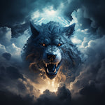 Epic roaring wolf in the clouds cross stitch kit for beginners