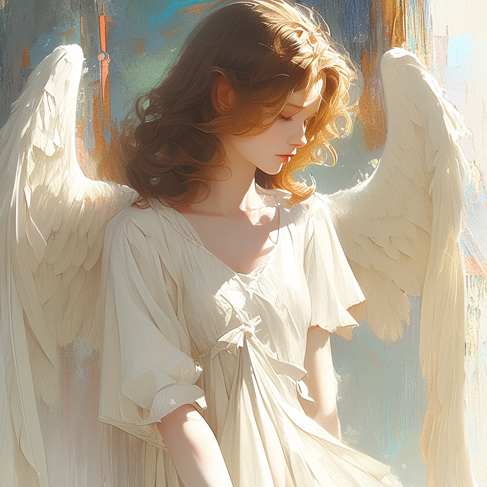 Ethereal angel woman with wings cross stitch kit for beginners