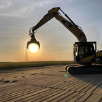 Excavator silhouette at sunset cross stitch kit for beginners