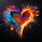 Exploding paint splatter heart cross stitch kit for beginners
