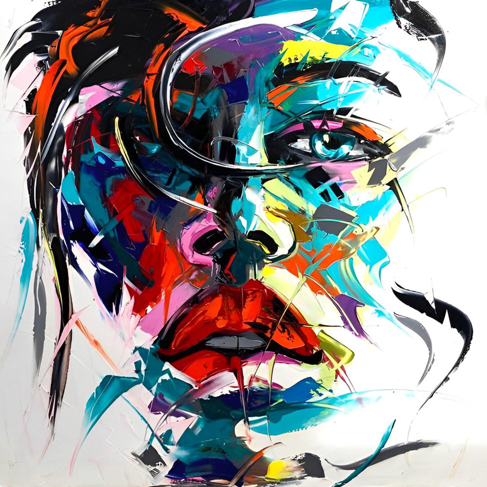 Expressionist portrait in bold colours cross stitch kit for beginners