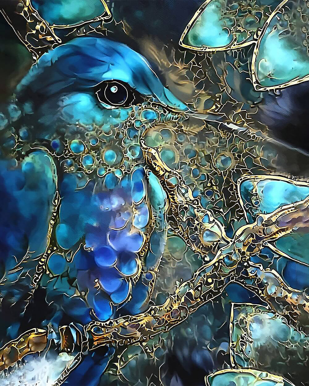 Exquisite abstract kingfisher cross stitch kit for beginners