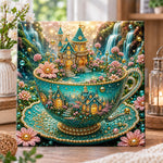 Fairy castle inside magic teacup pearl diamond painting kit for beginners