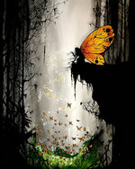Fairy silhouette with orange butterflies cross stitch kit for beginners