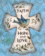 Faith, hope and love cross cross stitch kit for beginners