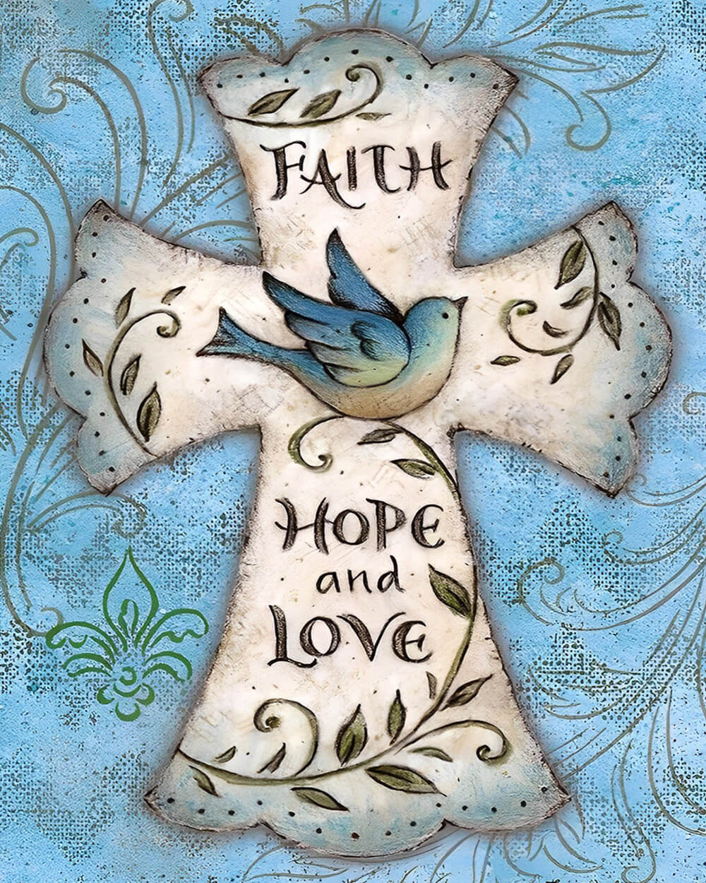 Faith, hope and love cross paint by numbers kit for beginners