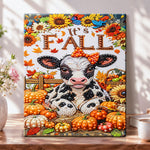 Fall harvest cow pearl diamond painting kit for beginners