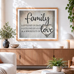 Finished family and love quote paint by numbers artwork displayed as home decor