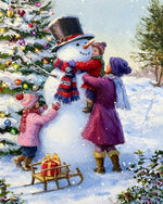 Family building snowman cross stitch kit for beginners