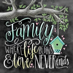 Family where life begins and love never ends cross stitch kit for beginners