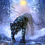Fantasy black tiger in snow cross stitch kit for beginners