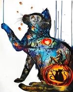 Fantasy cat and pumpkin cross stitch kit for beginners