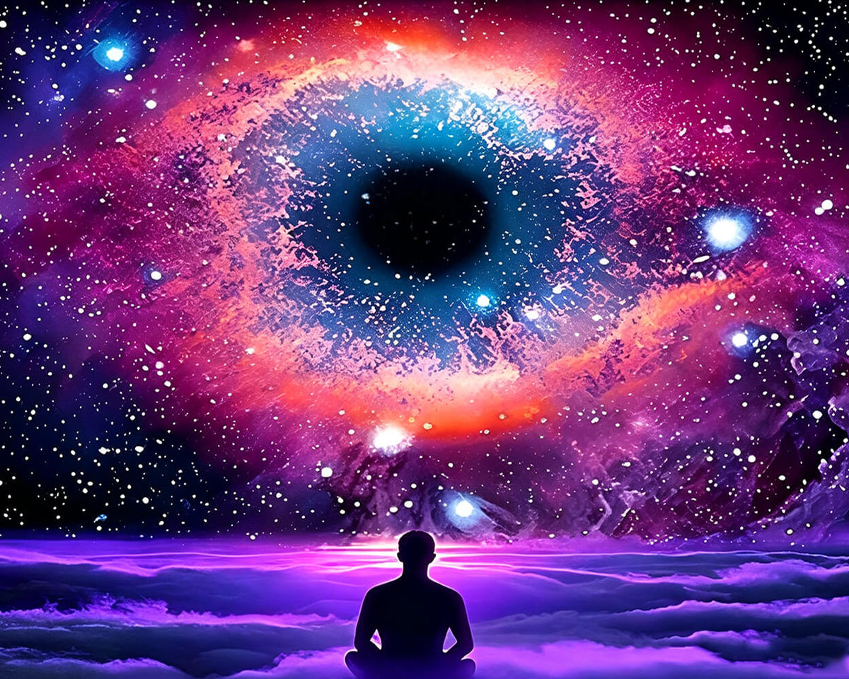 Fantasy cosmic eye and meditating figure paint by numbers kit for beginners