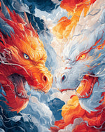 Fantasy fire and ice dragons cross stitch kit for beginners