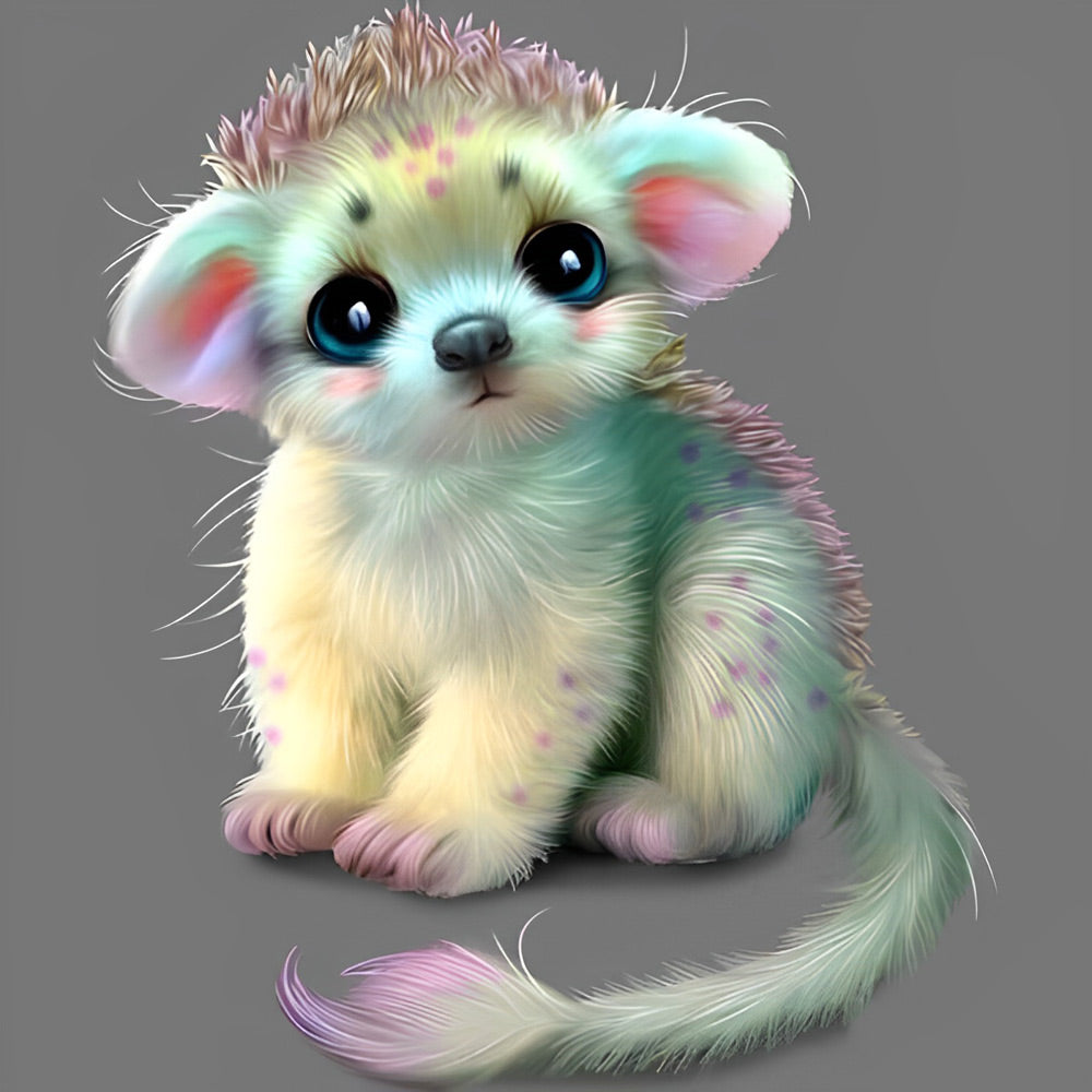 Fantasy fluffy creature cross stitch kit for beginners