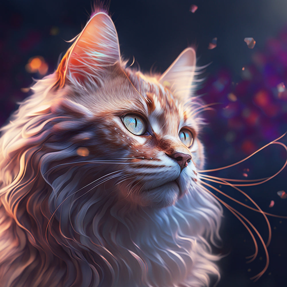 Fantasy longhaired cat cross stitch kit for beginners