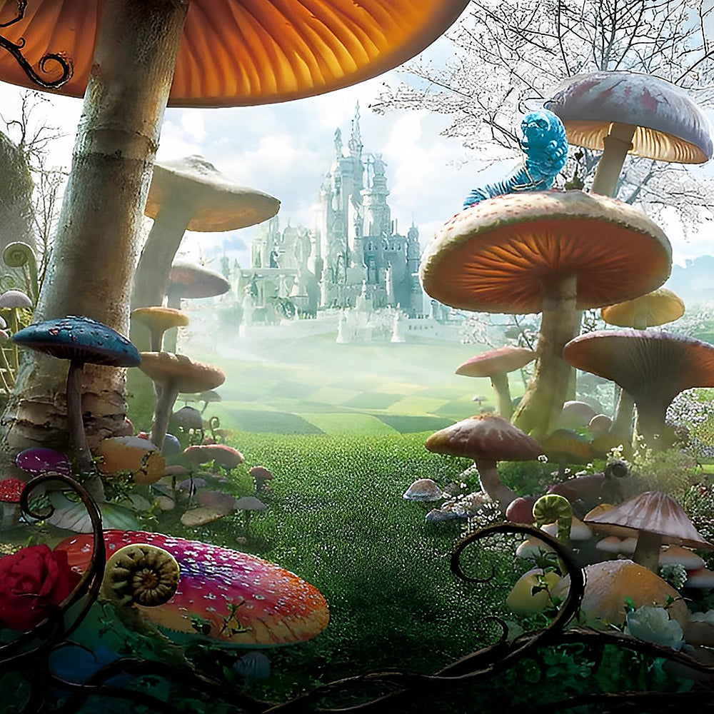 Fantasy mushroom castle cross stitch kit for beginners