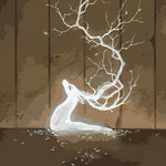 Fantasy white stag with tree antlers cross stitch kit for beginners