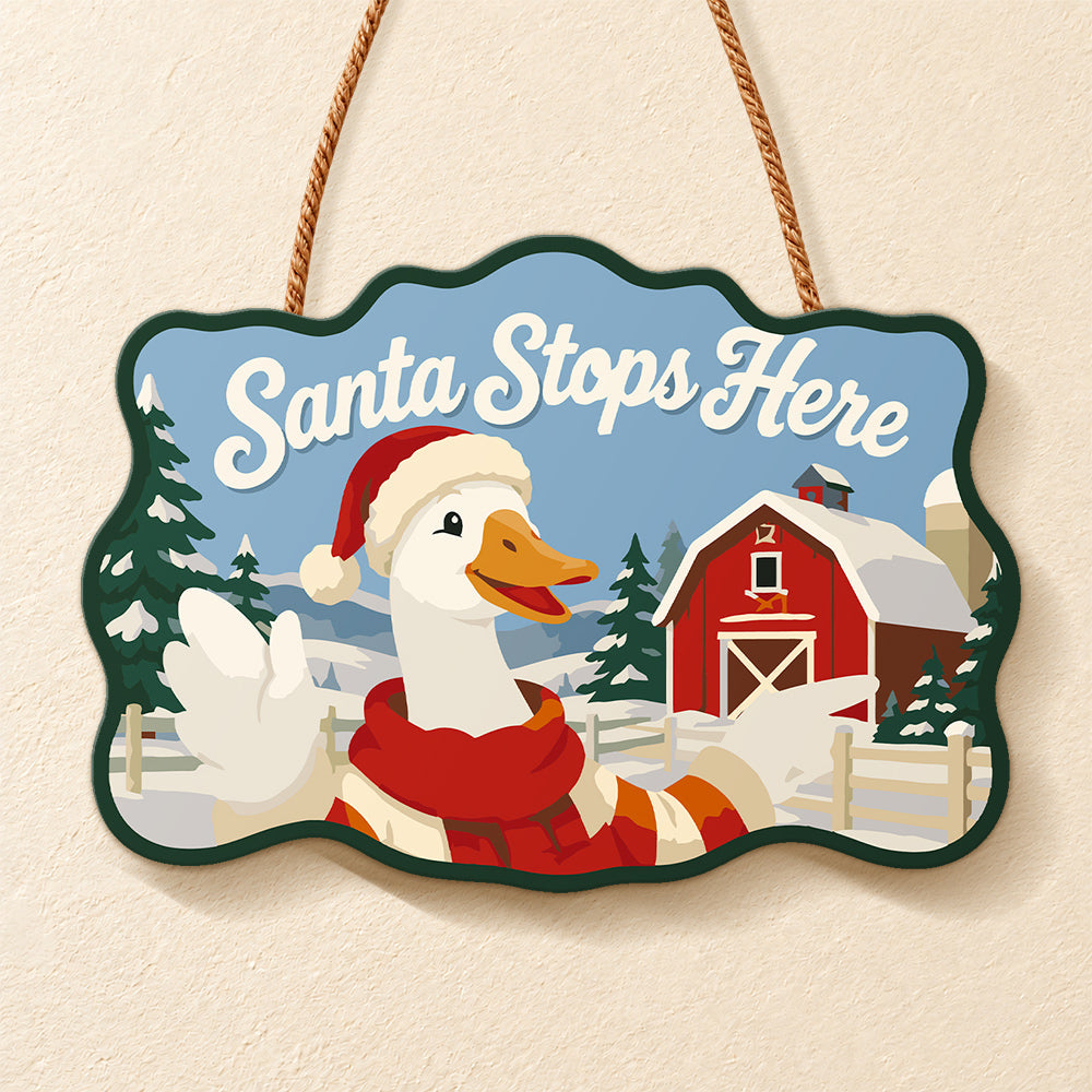 Farm christmas greeting paint by numbers door hanger finished design