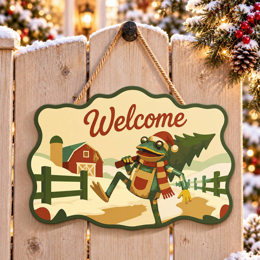 Farm tree welcome paint by numbers door hanger on a garden gate
