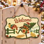 Farm tree welcome paint by numbers door hanger on a garden gate