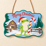 Farmhouse frog holiday paint by numbers door hanger finished design