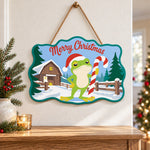 Farmhouse frog holiday paint by numbers door hanger as indoor wall decor