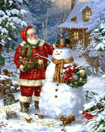 Father christmas and snowman cross stitch kit for beginners