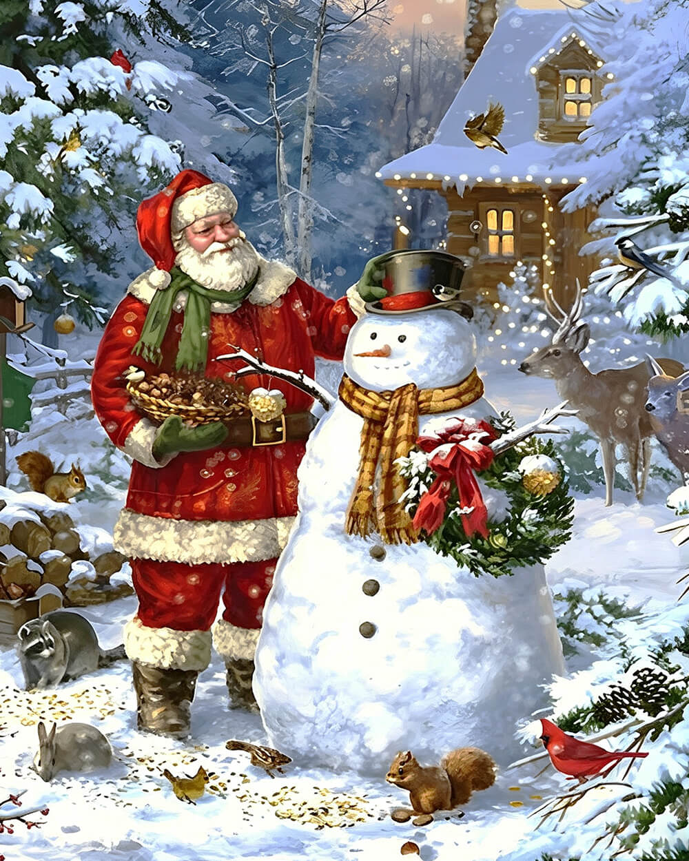 Father christmas and snowman cross stitch kit for beginners