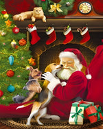 Father christmas cuddling dogs by the fire paint by numbers kit for beginners