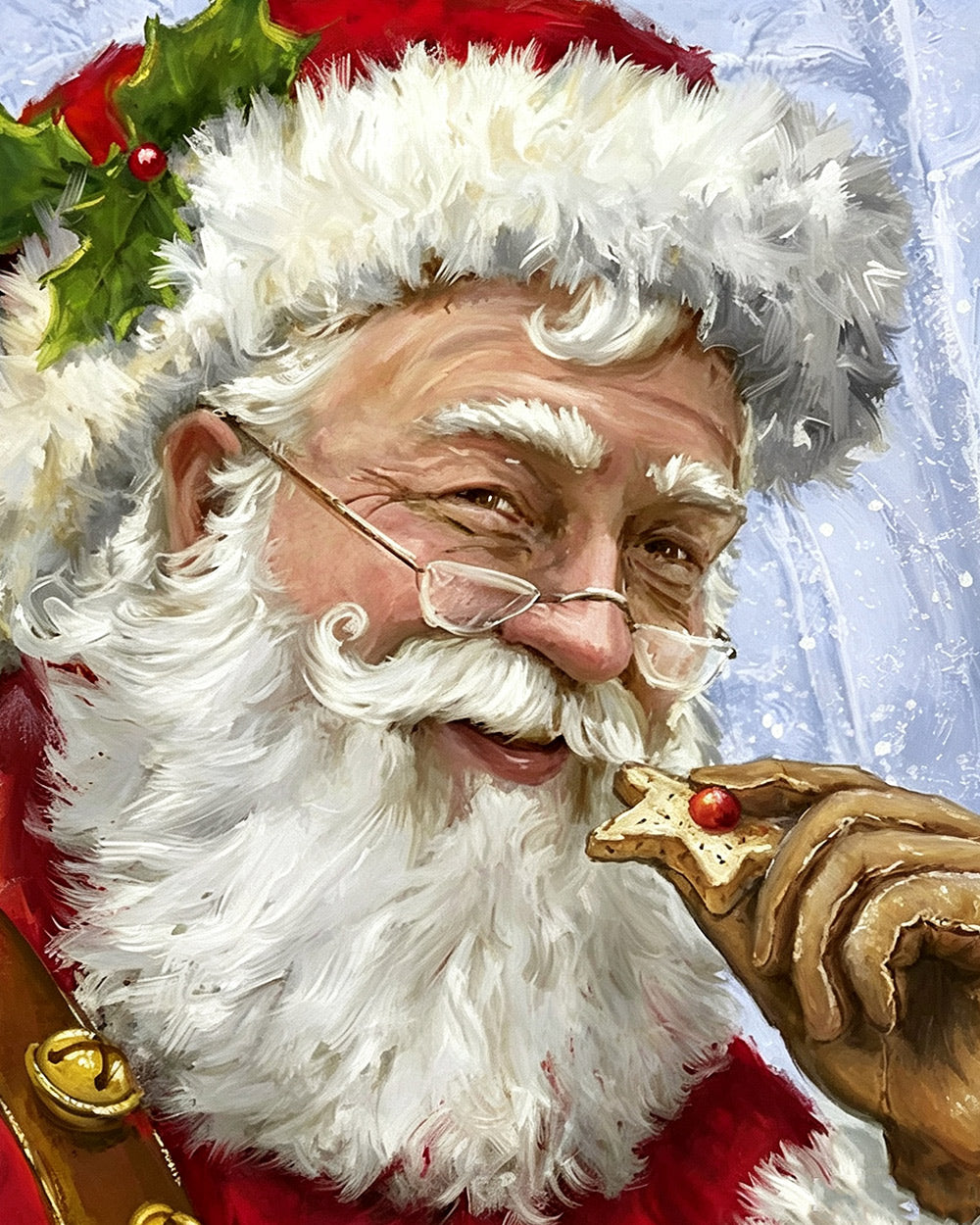 Father christmas eating a star cookie cross stitch kit for beginners