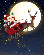Father christmas sleigh ride over the moon paint by numbers kit for beginners
