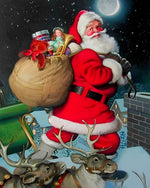 Father christmas with a sack of presents cross stitch kit for beginners