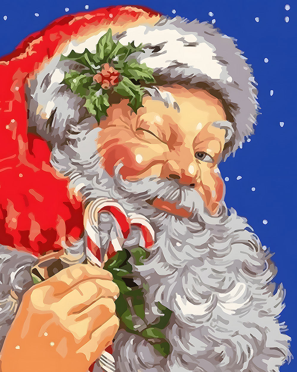 Father christmas with candy cane cross stitch kit for beginners