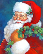 Father christmas with holly wreath cross stitch kit for beginners