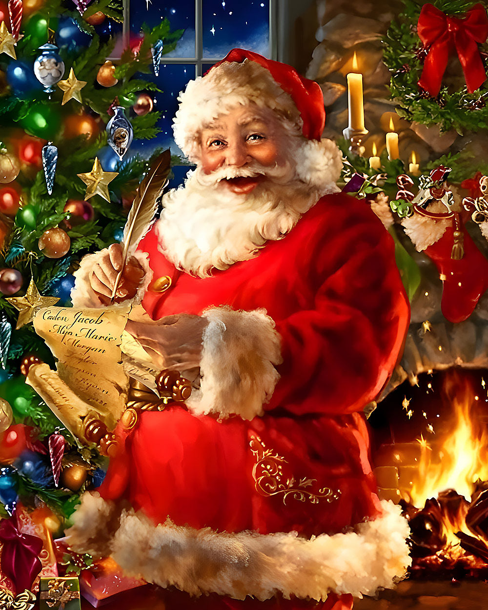 Father christmas writing letters cross stitch kit for beginners