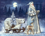 Father frost with polar animals paint by numbers kit for beginners
