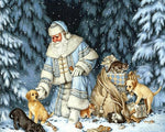 Father frost with puppies and kittens paint by numbers kit for beginners