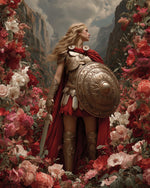 Female warrior in the flower bushes cross stitch kit for beginners
