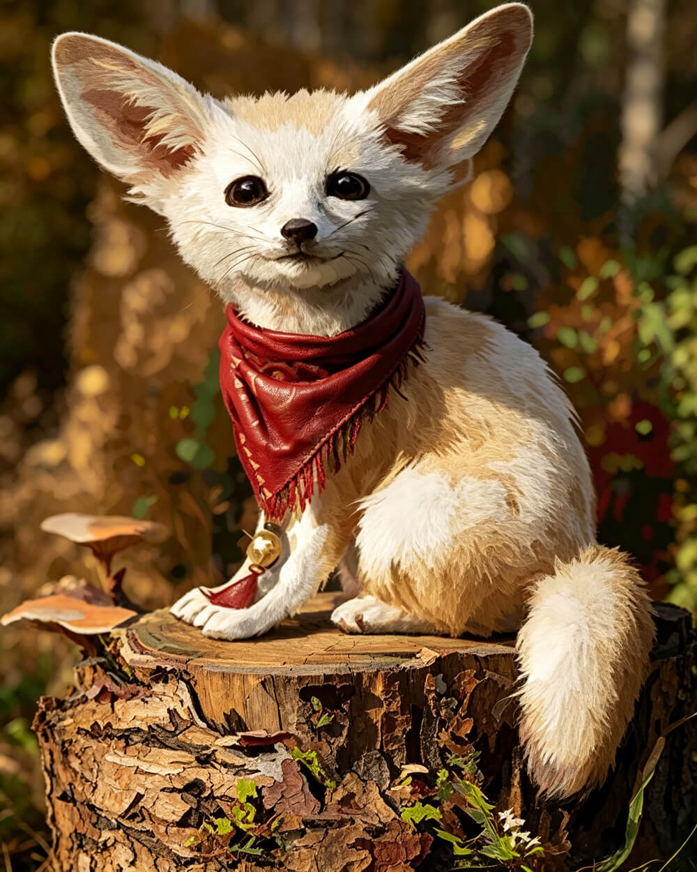 Fennec fox with red bandana cross stitch kit for beginners