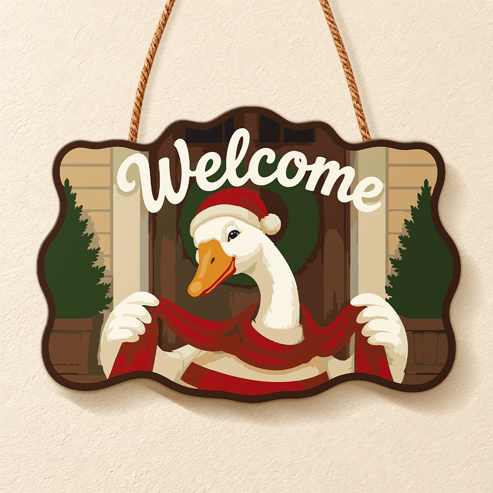 Festive door welcome paint by numbers door hanger finished design