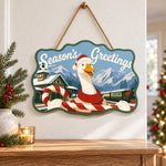 Festive goose with candy cane paint by numbers door hanger as indoor wall decor